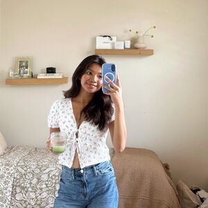 H&M White Floral Blouse